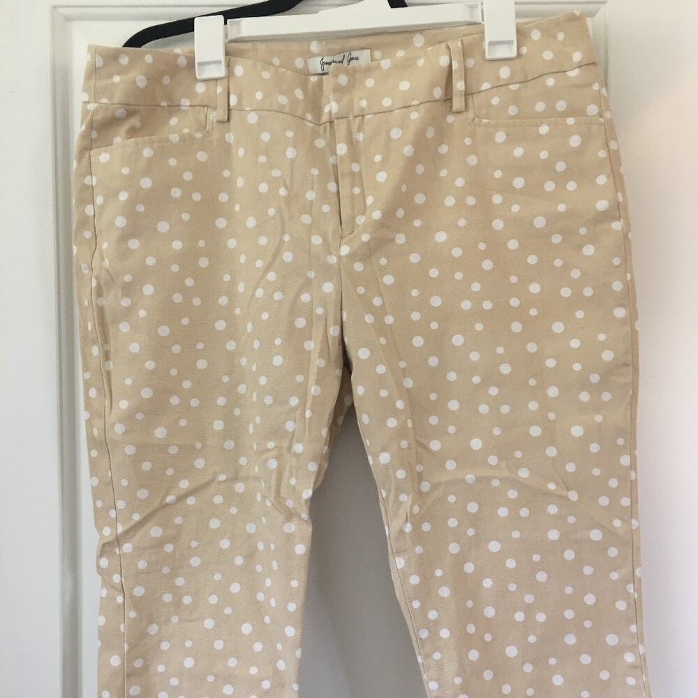 Jennifer and Grace Polka Dot Capris Tan and White Size 16 Womens
